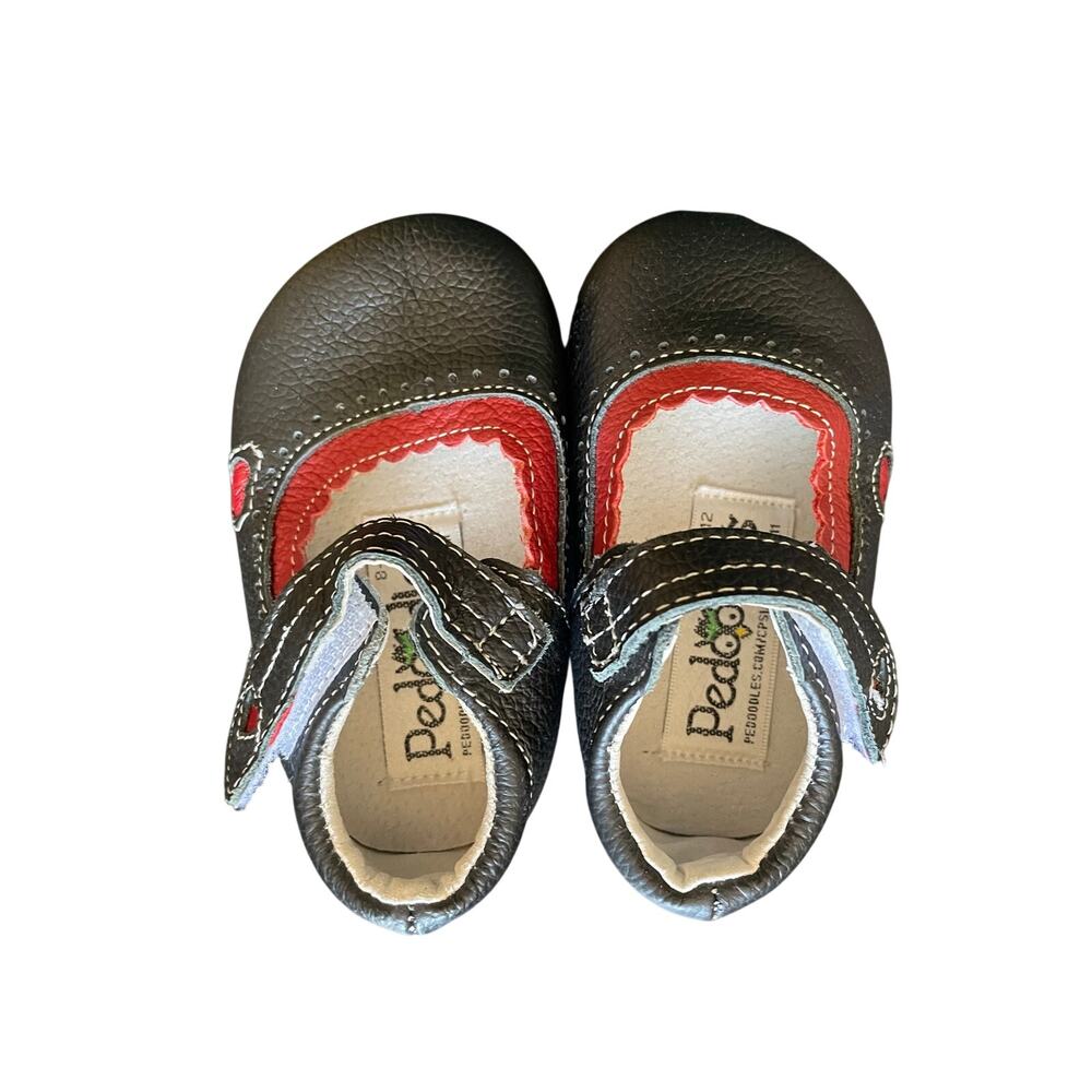 PEDOODLES Handmade Leather Barefoot Mary Jane Baby Shoes 8-12